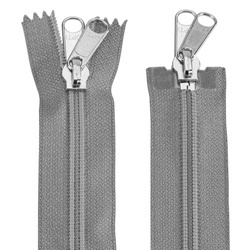 Opti two-way zip 210 cm grey - separating, with double slider for awnings and tents