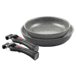 Zestaw patelni Torre 4-częściowy szara plamka aluminium 1,8kg