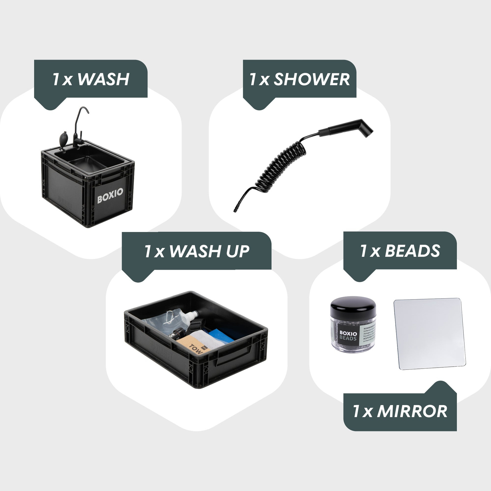 Zestaw BOXIO WASH MAX+ z umywalką i filtrem wody
