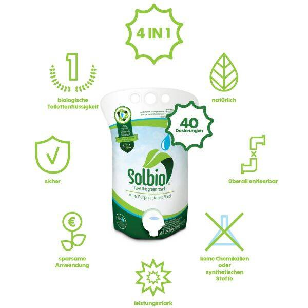 Solbio Original 1600 ml plant-based portable toilet fluid