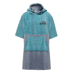 MAWII ponczo kąpielowe z kapturem bawełniane L niebiesko-szare szybkoschnące