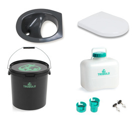 Zestaw toalety kompostującej DIY TROBOLO z plastikowym siedzeniem 22L / 10L szara