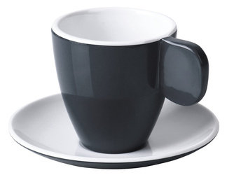 Filiżanki do espresso z melaminy - antracyt / biel - zestaw 2 sztuk