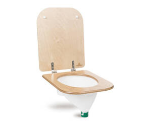 TROBOLO urine diverter white with wooden toilet seat - insert for DIY composting toilet