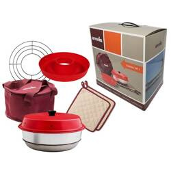 Omnia Kit 1 - Classic 2 l stovetop oven with silicone mould, oven rack, bag and pot holders, 5 items