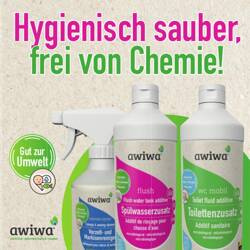 Flyer awiwa "Hygienisch sauber, frei von Chemie" (German)
