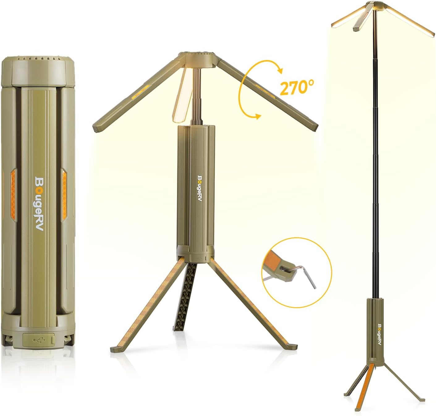 Lampa BougeRV na trójnogu