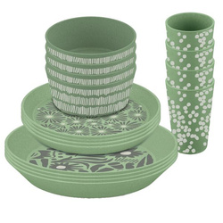 Zestaw naczyń koziol Blomster 16 szt. zielony, camping, bez melaminy