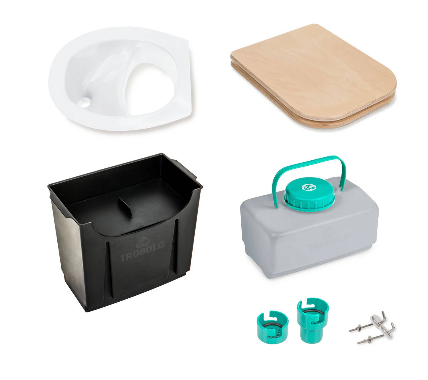 TROBOLO DIY set with wooden seat, white, 6.5 l / 4.6 l, photo 1