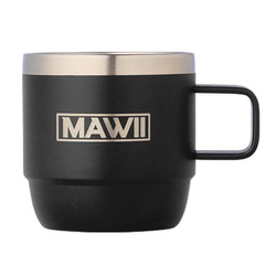 MAWII Filiżanka do espresso stal nierdzewna 177 ml czarna izolowana z uchwytem