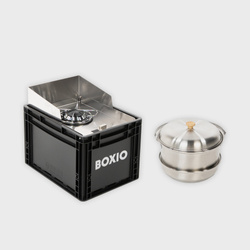BOXIO COOK PLUS - Mobilna kuchenka gazowa z zestawem garnków