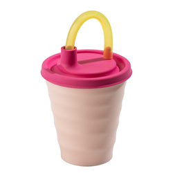 kubek do picia z pokrywką różowy 250ml TPE