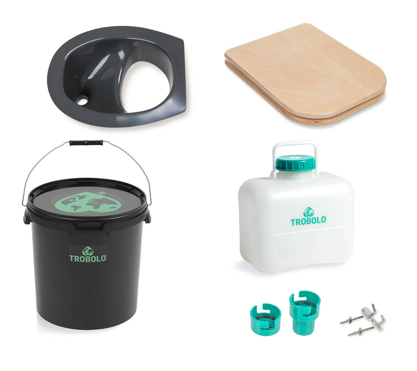Zestaw DIY TROBOLO z drewnianym siedziskiem, szary, 22 l / 10 l, zdjęcie 1