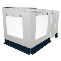 Frontowa ściana przedsionka CampRoom marki Dometic, długość 3,8 m, szaro-biała