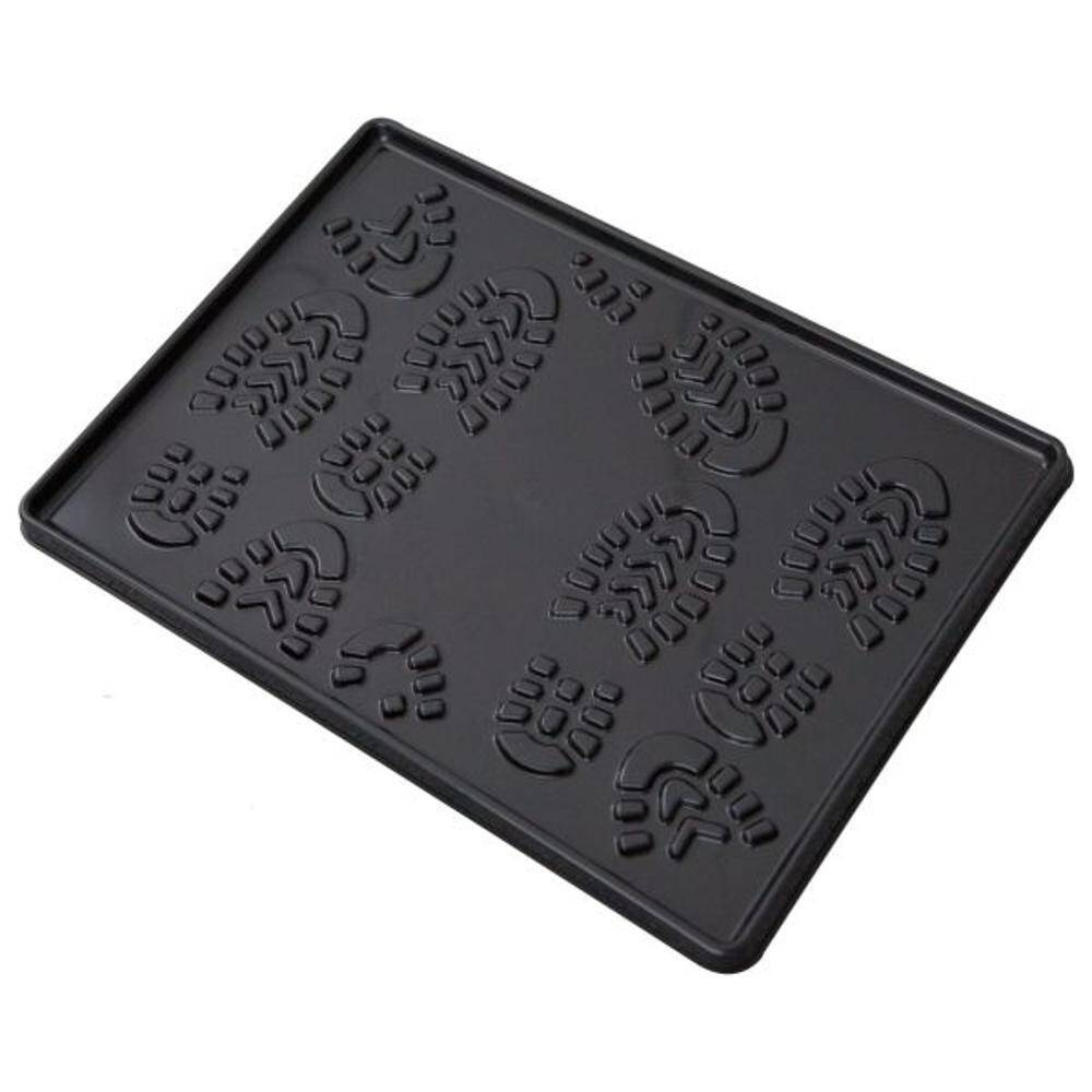 Czarny ociekacz na buty LAKO 49 x 35 cm z wzorem odcisków butów