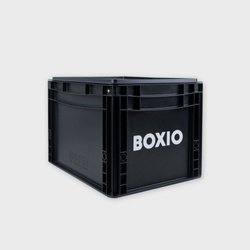 BOXIO SOLO - czarny Eurobox z pokrywą 40 x 30 x 28 cm z tworzywa z recyklingu