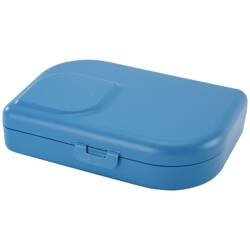 ajaa! lunch box with divider, blue – made from sugarcane, 18.5 × 12.5 × 5 cm