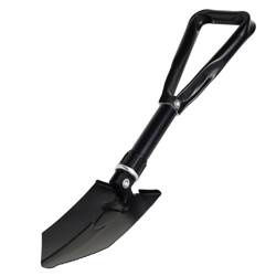 Folding Spade Stick — steel entrenching tool with metal handle and saw edge
