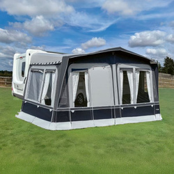 CAMPTECH Brillant Air 13 inflatable seasonal awning - circumference 950-975 cm, Camptex polyacrylic, 3 windows, pump included