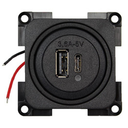 Gniazdo USB-C/A 5V 3.6A 12V Czarne 321/175-1